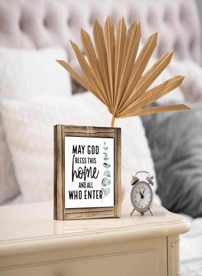 HiLus May God Bless This Home Decor - Christian Wooden Plaque Box Sign for Front Door, Housewarming or Farmhouse Tabletop Decor - Image 4